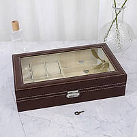 Кейс скринька органайзер для годинників окулярів Коричневий, фото 4