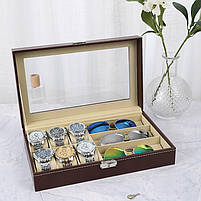 Кейс скринька органайзер для годинників окулярів Коричневий, фото 3