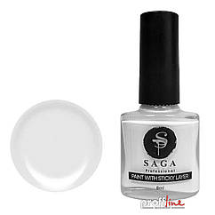Лак-фарба для стемпінгу Saga Professional Stamping Paint with sticky layer з липким шаром білий, 8 мл