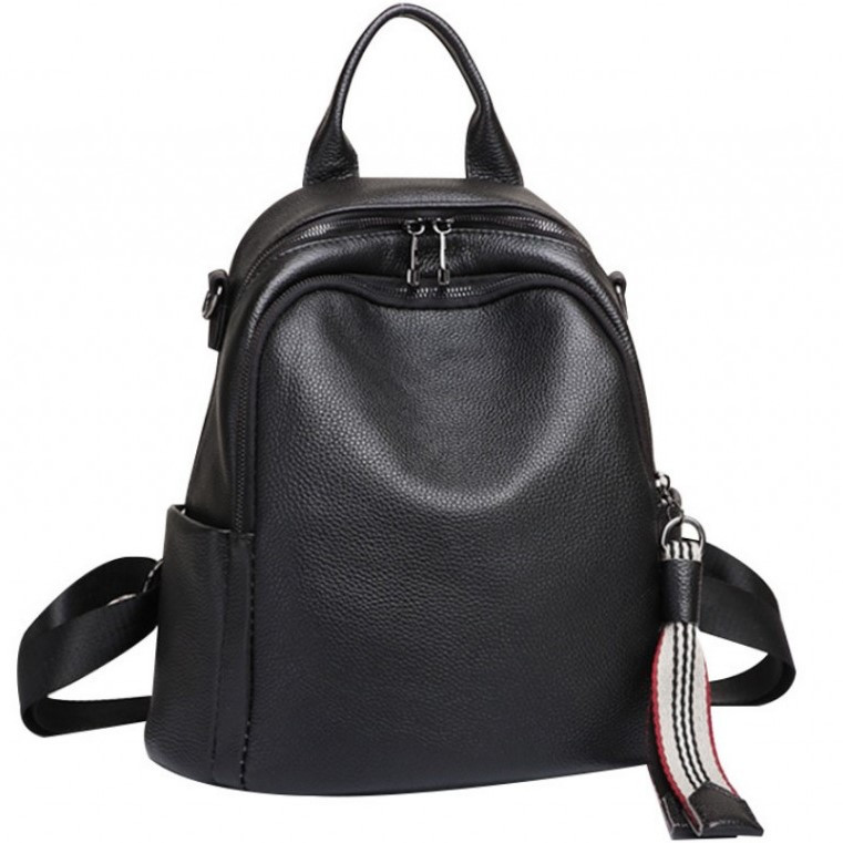 Шкіряний жіночий рюкзак міський чорний Olivia Leather 6711
