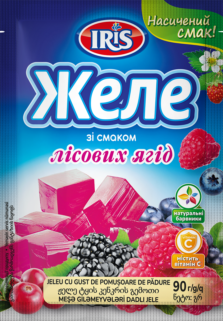 Желе зі смаком Лісових ягід 90г ТМ IRIS(Я000224)