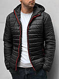 Куртка стьобана чоловіча, демісезонна куртка з капюшоном, стильна весняна осіння повсякденна, S/46, фото 2