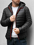 Куртка стьобана чоловіча, демісезонна куртка з капюшоном, стильна весняна осіння повсякденна, S/46, фото 6