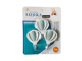 Гачок тримач для рушників у ванну на липучці Асорті пластиковий Гачки набір 3 шт 7*5 cm