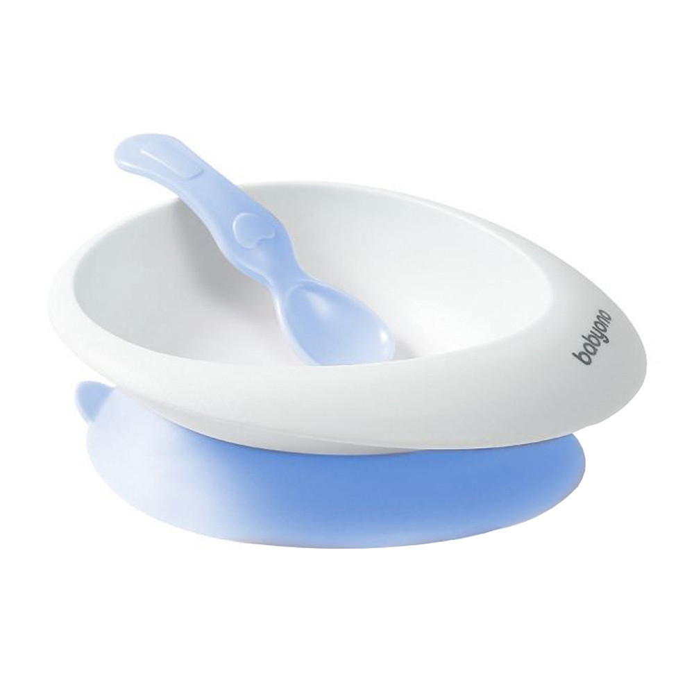 Мисочка з присоскою та ложечкою небесно-блакитна BabyOno (5901435416228)