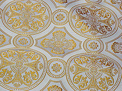 Шовкова церковна тканина Візантія біла з золотом