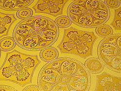Шовкова церковна тканина Візантія жовта з золотом