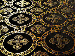 Шовкова церковна тканина Гетсиманський сад чорний з золотом