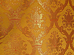 Шовкова церковна тканина Иерусалим жовтий з червоним контуром