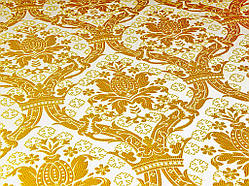 Шовкова церковна тканина Иерусалим білий з золотом