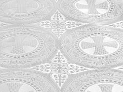 Шовкова церковна тканина Ефес біла з сріблом