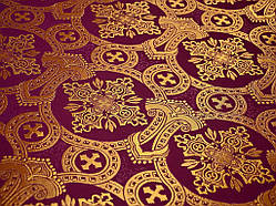 Шовкова церковна тканина Корона фіолетова з золотом