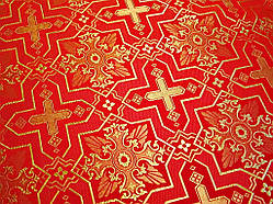 Шовкова церковна тканина Кустодія велика червона з золотом