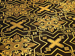 Шовкова церковна тканина року кустодія велика чорна з золотом