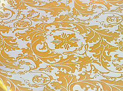 Шовкова церковна тканина Мамврийский дуб білий з золотом