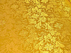 Шовкова церковна тканина Мамврійський дуб жовтий з золотом