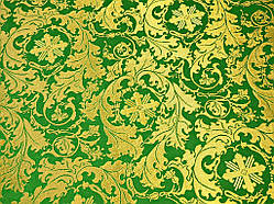 Шовкова церковна тканина Мамврийский дуб зелений з золотом