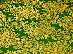 Церковна тканина,парча Нікомедія, зелена з золотом