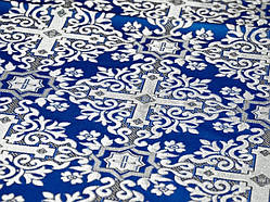 Церковна тканина "Нікомедія", синя з сріблом