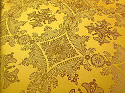 Шовкова церковна тканина Александрійський хрест жовтий з золотом