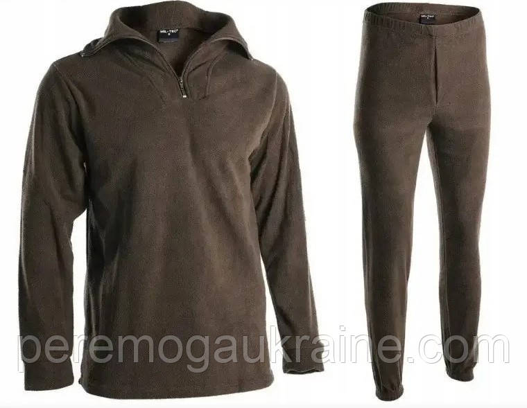 Термобілизна тактична на флісі Mil-Tec od Thermoflece undermoflece with zipper Олива 11220001 3XL