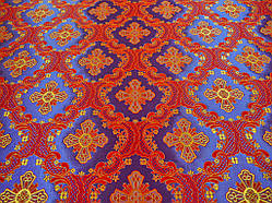 Шовкова церковна тканина Елеон червоно-синій з золотом