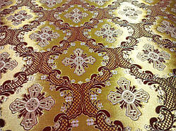 Шовкова церковна тканина Елеон золотий с бордовим