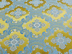 Шовкова церковна тканина Елеон золотий з блакитним