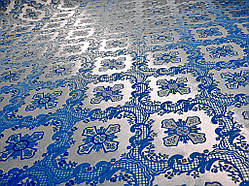 Шовкова церковна тканина Елеон синій шовк з сріблом