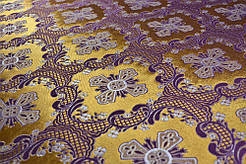 Шовкова церковна тканина Елеон золото-фіолетовий