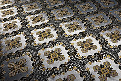 Шовкова церковна тканина Елеон срібний шовк з чорним