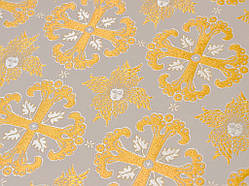 Шовкова церковна тканина Афон білий з золотом