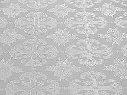 Шовкова церковна тканина Афон білий з сріблом