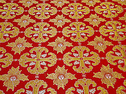 Шовкова церковна тканина Афон червоний з золотом