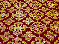 Шовкова церковна тканина Афон бордовий з золотом