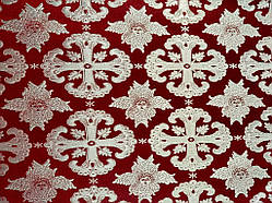 Шовкова церковна тканина Афон бордовий з сріблом