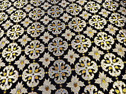 Шовкова церковна тканина Афон чорний з  сріблом