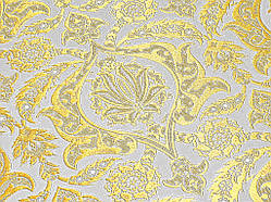 Шовкова церковна тканина Вифания біла з золотом