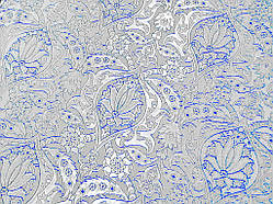 Шовкова церковна тканина Віфанія біла з блакитним контуром з срібло