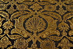 Шелковая церковная ткань Вифания черная з золотом