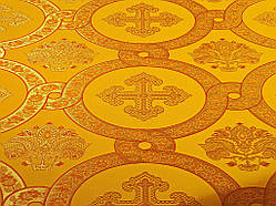 Шовкова церковна тканина Гетсиманський сад жовтий з червоним контуром