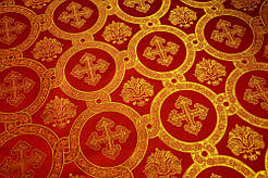 Шовкова церковна тканина Гетсиманський сад червоний з золотом