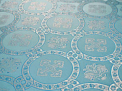 Шовкова церковна тканина Гетсиманський сад блакитний з сріблом