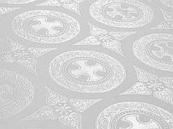 Шовкова церковна тканина Дамаск білий шовк з сріблом