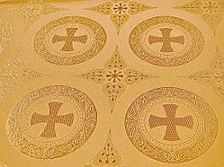 Шовкова церковна тканина Дамаск золотий з золотом