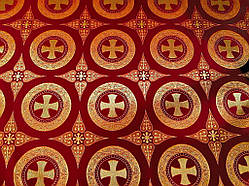 Шовкова церковна тканина Дамаск бордовий з золотом