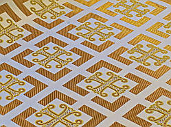 Шовкова церковна тканина Каппадокія біла  з золотом