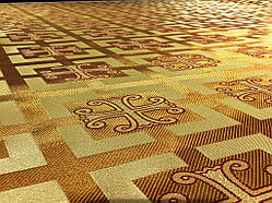 Шовкова церковна тканина Каппадокія золото з контуром бордовим