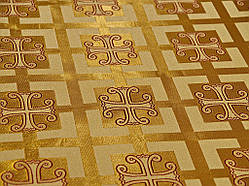 Шовкова церковна тканина Каппадокия охра з золотом