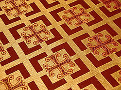 Шовкова церковна тканина Каппадокія бордова з золотом